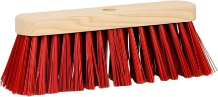 Straatbezem hout kunstvezel rood 29cm