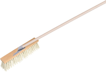 Straatbezem Rocky voor buiten gebruik - Kunstvezel kop 50 cm - wit - Houten steel 140 cm