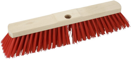 Straatbezem - rood - elaston haren/hout - 40 cm - buitenvegen