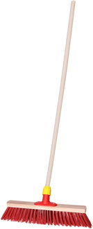 Straatbezem SAGA voor bestratingen/hout - Harde bezemkop van 40 cm breed - Houten steel van 120 cm
