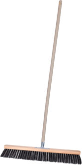 Straatbezem Terrasmaster voor buiten tegels - Harde bezemkop 60 cm breed - Houten steel van 140 cm