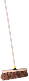 Straatbezem THOR voor harde ondergrond - Harde bezemkop van 40 cm breed - Houten steel van 119 cm
