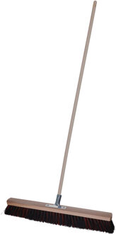 Straatbezem Tilemaster voor buiten tegels - Harde bezemkop van 60 cm breed - Houten steel van 120 cm