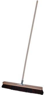Straatbezem Tilemaster voor buiten tegels - Harde bezemkop van 60 cm breed - Houten steel van 139 cm