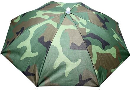 Straight Elastische Hoofdband Hoed Paraplu Regen Vissen Paraplu Cap Pick Thee Cap Paraplu Monochrome Parasol camouflage