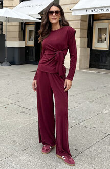Straight Stretch Pantalon Burgundy Bordeauxrood