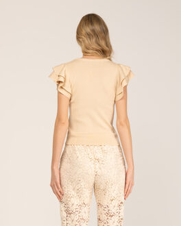 Strak gebreide top Beige