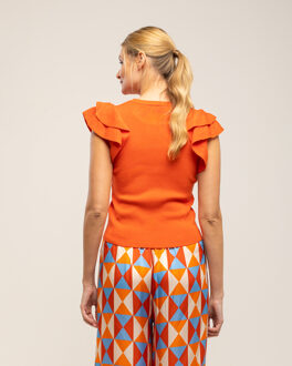 Strak gebreide top Oranje