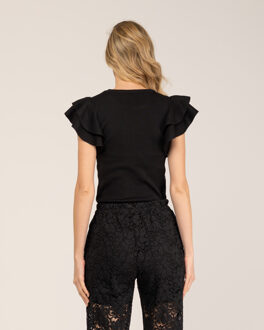 Strak gebreide top Zwart - S