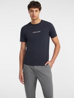 Strak T-Shirt Met Geborduurd Logo Donkerblauw - S