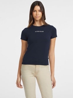 Strak T-Shirt Met Logoprint Donkerblauw - XL