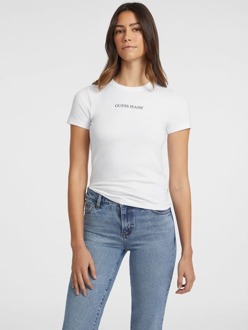 Strak T-Shirt Met Logoprint Wit - XL