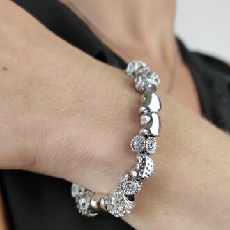 Stralende Charm Armbanden - Zilver en Kristal - maat