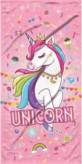 Strand/badlaken voor kinderen - eenhoorn print - 75 x 150 cm - microvezel