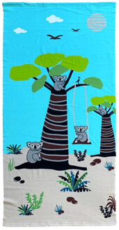 Strand/badlaken voor kinderen - koala print - 70 x 140 cm - microvezel - Strandlakens Blauw