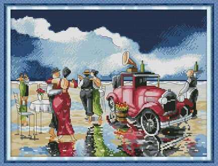 Strand bal telpatroon aida 14ct 11ct count print canvas kruissteken stiksels handwerken borduren DIY handgemaakte 11ct unprint canvas