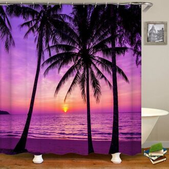 Strand Boom Paars Douchegordijn Badmat Wc Cover Tapijt Badkamer Home Decor Set Home Living Waterdicht Bad Gordijn Sets A douche curtain