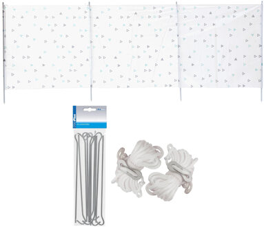 Strand/camping windscherm met 10x grondpennen en 8x Scheerlijnen