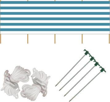 Strand/camping windscherm met 4x grondpennen en 4x Scheerlijnen