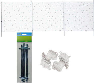 Strand/camping windscherm met 6x grondpennen en 4x Scheerlijnen