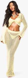 Strand Haakgebreide Maxi Rok, Lemon