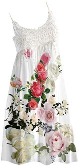 Strand Jurk Jurk Vrouwen Vintage Boho Zomer Slim Stretch Dames Party Club Dames Jurken Kant Mouwloze Strand Gedrukt Jurk