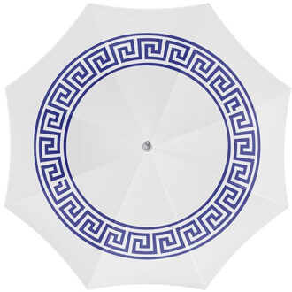Strand parasol Athene - D180 cm - wit/blauw - motief - inklapbaar - zomer