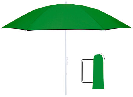Strand Parasol Vibe - D160 cm - groen - opvouwbaar - verstelbare hoogte - met opbergtas