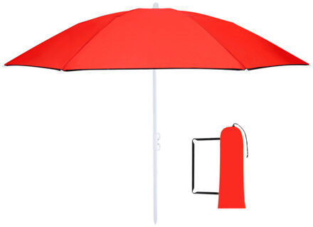 Strand Parasol Vibe - D160 cm - rood - opvouwbaar - verstelbare hoogte - met opbergtas