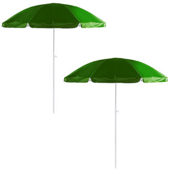 Strand/tuin parasol verstelbaar - 2x - groen - nylon - 200 cm - UV bescherming