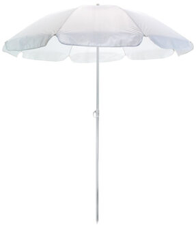 Strand/tuin parasol - wit - dia 145 cm - Verstelbaar - Zonbescherming - polyester
