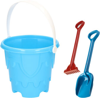 Strand/zandbak set - 3-delig - zandkasteel emmer/schep/hark