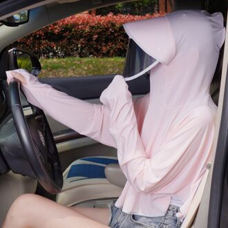 Strand Zonnebrandcrème Kleding Draaibare Lens Zomer Outdoor Anti-Ultraviolet Dunne Ijs Zijde Rijden Vrouwen Zonnebrandcrème Kleding huid roze