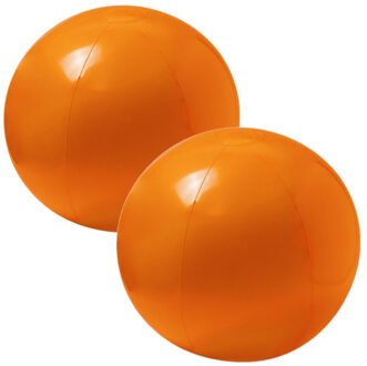 Strandbal - 2x stuks - oranje - D40 cm - extra groot - opblaasbaar - zwembad speelgoed