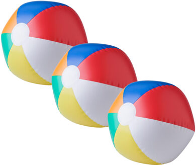 Strandbal - 3x - opblaasbaar - zwembad speelgoed - gekleurd - D26 cm