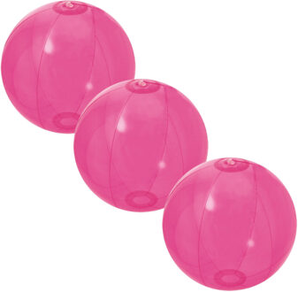 Strandbal - 3x - roze - opblaasbare bal - 30 cm - strandspeelgoed