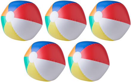Strandbal - 5x - opblaasbaar - zwembad speelgoed - gekleurd - D26 cm