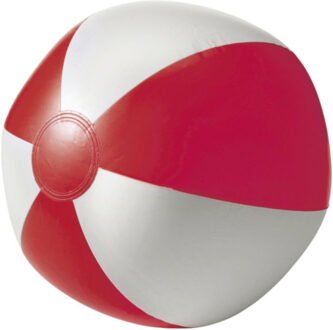 Strandbal - opblaasbaar - speelgoed - rood/wit - D26 cm
