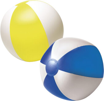 Strandbal - opblaasbaar - zwembad speelgoed - geel / blauw - D26 cm