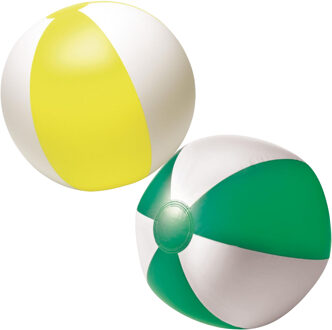 Strandbal - opblaasbaar - zwembad speelgoed - geel / groen - D26 cm