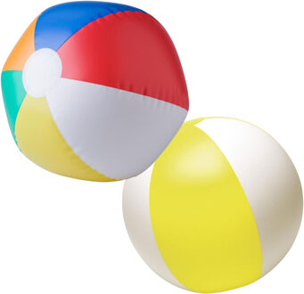 Strandbal - opblaasbaar - zwembad speelgoed - geel / multi - D26 cm