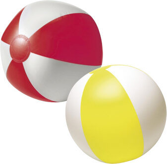 Strandbal - opblaasbaar - zwembad speelgoed - geel / rood - D26 cm