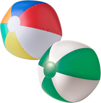 Strandbal - opblaasbaar - zwembad speelgoed - gekleurd / groen - D26 cm