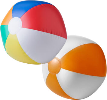 Strandbal - opblaasbaar - zwembad speelgoed - multi / oranje - D26 cm