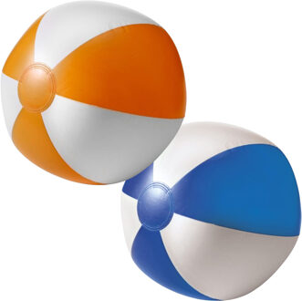 Strandbal - opblaasbaar - zwembad speelgoed - oranje / blauw - D26 cm
