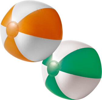 Strandbal - opblaasbaar - zwembad speelgoed - oranje / groen - D26 cm
