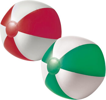 Strandbal - opblaasbaar - zwembad speelgoed - rood / groen - D26 cm