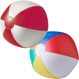 Strandbal - opblaasbaar - zwembad speelgoed - rood / multi - D26 cm