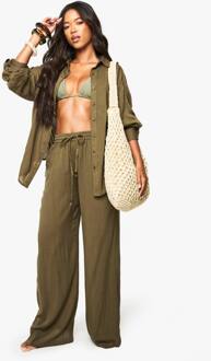 Strandkleding Essentials Broek Met Wijde Pijpen, Olive - S
