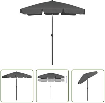 Strandparasol Anti-UV Polyester - 180x120cm - Antraciet - Met kantelfunctie - 232cm hoog - The Living Grijs